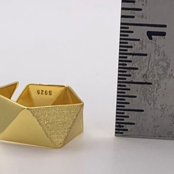 Ring, solid 925 sterling silver, 22 karat gold vermeil, new, adjustable - Picture 3 of 13